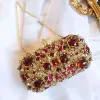Chic / Beautiful Red Rhinestone Gold Patent Leather Clutch Bags 2019