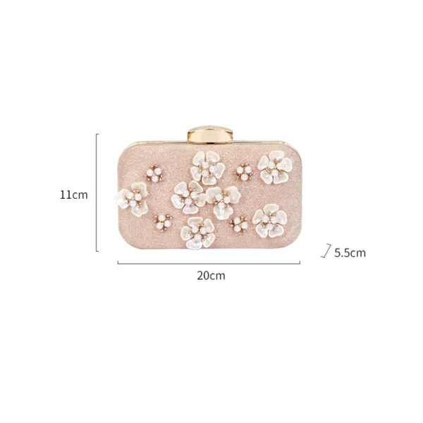 Stilig Champagne Kristall Blomma Pärla Rhinestone Kuvertväska 2019
