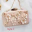 Stilig Champagne Kristall Blomma Pärla Rhinestone Kuvertväska 2019