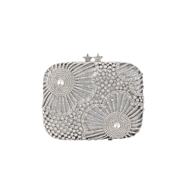Błyszczące Srebrny Rhinestone Kopertówki 2019