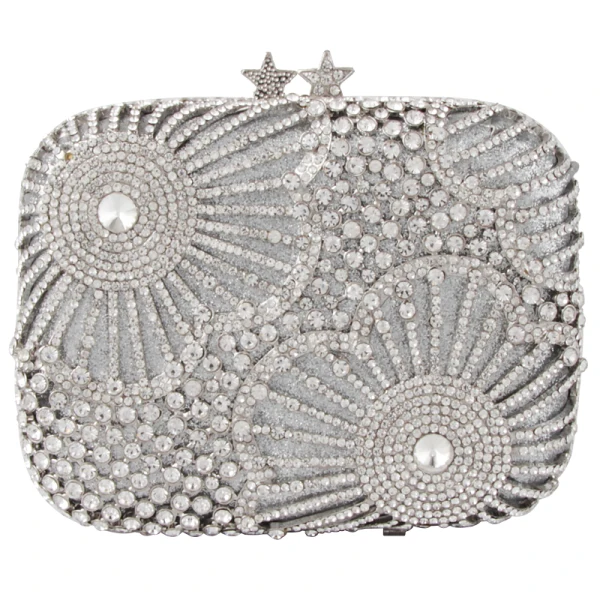 Błyszczące Srebrny Rhinestone Kopertówki 2019