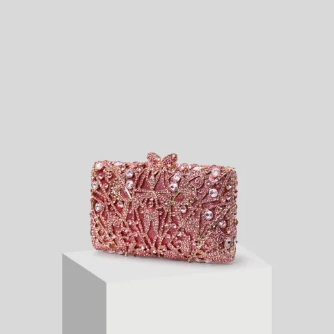Luxus / Herrlich Pink Strass Glanz Clutch Tasche 2019