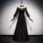 Vintage / Retro Black See-through Satin Evening Dresses  2019 A-Line / Princess High Neck Puffy 3/4 Sleeve Pearl Floor-Length / Long Formal Dresses