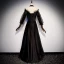 Vintage / Retro Black See-through Satin Evening Dresses  2019 A-Line / Princess High Neck Puffy 3/4 Sleeve Pearl Floor-Length / Long Formal Dresses