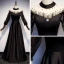Vintage / Retro Black See-through Satin Evening Dresses  2019 A-Line / Princess High Neck Puffy 3/4 Sleeve Pearl Floor-Length / Long Formal Dresses
