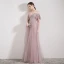 Edles Rosa Abendkleider 2019 A Linie Off Shoulder Kurze Ärmel Perlenstickerei Strass Lange Rüschen Rückenfreies Festliche Kleider