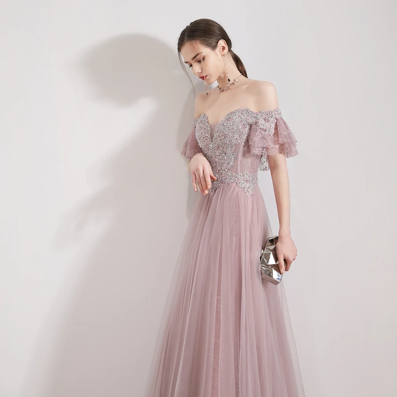 blue dress for baby girl Classy A-Line Chiffon Bateau Backless Front Slit Long Bridesmaid Dress with Pockets main image 0