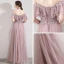 Edles Rosa Abendkleider 2019 A Linie Off Shoulder Kurze Ärmel Perlenstickerei Strass Lange Rüschen Rückenfreies Festliche Kleider