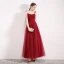 Élégant Bordeaux Robe De Soirée 2019 Princesse Bretelles Spaghetti Sans Manches Perlage Cristal Glitter Tulle Longueur Cheville Volants Dos Nu Robe De Ceremonie
