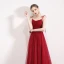 Élégant Bordeaux Robe De Soirée 2019 Princesse Bretelles Spaghetti Sans Manches Perlage Cristal Glitter Tulle Longueur Cheville Volants Dos Nu Robe De Ceremonie