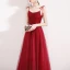 Élégant Bordeaux Robe De Soirée 2019 Princesse Bretelles Spaghetti Sans Manches Perlage Cristal Glitter Tulle Longueur Cheville Volants Dos Nu Robe De Ceremonie