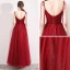 Élégant Bordeaux Robe De Soirée 2019 Princesse Bretelles Spaghetti Sans Manches Perlage Cristal Glitter Tulle Longueur Cheville Volants Dos Nu Robe De Ceremonie