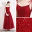 Élégant Bordeaux Robe De Soirée 2019 Princesse Bretelles Spaghetti Sans Manches Perlage Cristal Glitter Tulle Longueur Cheville Volants Dos Nu Robe De Ceremonie