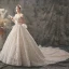 Sparkly Champagne Brudekjoler 2019 Prinsesse Kjæreste Uten Ermer Ryggløse Beading Perle Glitter Paljetter Cathedral Train Buste