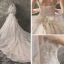 Sparkly Champagne Brudekjoler 2019 Prinsesse Kjæreste Uten Ermer Ryggløse Beading Perle Glitter Paljetter Cathedral Train Buste