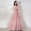 Chic / Belle Rougissant Rose Robe De Bal 2019 Princesse Bretelles Spaghetti Sans Manches Perlage Longue Volants Dos Nu Robe De Ceremonie
