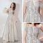 Elegant Grey Lace Evening Dresses  2019 A-Line / Princess Off-The-Shoulder Short Sleeve Appliques Lace Floor-Length / Long Ruffle Backless Formal Dresses