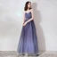 Chic / Beautiful Purple Evening Dresses  2019 A-Line / Princess Spaghetti Straps Sleeveless Beading Metal Sash Floor-Length / Long Ruffle Backless Formal Dresses