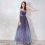 Chic / Beautiful Purple Evening Dresses  2019 A-Line / Princess Spaghetti Straps Sleeveless Beading Metal Sash Floor-Length / Long Ruffle Backless Formal Dresses