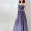 Chic / Beautiful Purple Evening Dresses  2019 A-Line / Princess Spaghetti Straps Sleeveless Beading Metal Sash Floor-Length / Long Ruffle Backless Formal Dresses