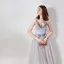 Eleganta Grå Aftonklänningar 2019 Prinsessa Djup v-hals Ärmlös Beading Långa Ruffle Halterneck Formella Klänningar