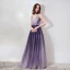 Elegant Purple Evening Dresses  2019 A-Line / Princess Spaghetti Straps Deep V-Neck Sleeveless Appliques Lace Rhinestone Beading Sash Floor-Length / Long Ruffle Backless Formal Dresses