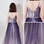 Elegant Purple Evening Dresses  2019 A-Line / Princess Spaghetti Straps Deep V-Neck Sleeveless Appliques Lace Rhinestone Beading Sash Floor-Length / Long Ruffle Backless Formal Dresses
