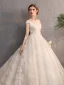 Best Champagne Wedding Dresses 2019 A-Line / Princess See-through V-Neck Cap Sleeves Backless Appliques Lace Beading Court Train Ruffle