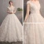 Best Champagne Wedding Dresses 2019 A-Line / Princess See-through V-Neck Cap Sleeves Backless Appliques Lace Beading Court Train Ruffle