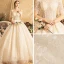 Élégant Champagne Robe De Mariée 2019 Princesse De l'épaule Manches Courtes Dos Nu Perlage Gland Glitter Paillettes Chapel Train Volants