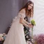 Schöne Ivory / Creme Durchsichtige Brautkleider / Hochzeitskleider 2019 A Linie Rundhalsausschnitt Kurze Ärmel Rückenfreies Applikationen Spitze Hof-Schleppe Rüschen