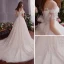 Schöne Ivory / Creme Durchsichtige Brautkleider / Hochzeitskleider 2019 A Linie Rundhalsausschnitt Kurze Ärmel Rückenfreies Applikationen Spitze Hof-Schleppe Rüschen
