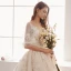 Elegant Ivory Wedding Dresses 2019 A-Line / Princess V-Neck Puffy 1/2 Sleeves Backless Appliques Lace Beading Pearl Cathedral Train Ruffle