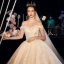 Best Champagne Wedding Dresses 2019 A-Line / Princess Off-The-Shoulder Short Sleeve Backless Appliques Lace Beading Pearl Sequins Cathedral Train Ruffle