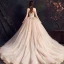 Stilig Champagne Brudekjoler 2019 Prinsesse Kjæreste Uten Ermer Ryggløse Appliques Blonder Beading Cathedral Train Buste
