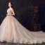 Stilig Champagne Brudekjoler 2019 Prinsesse Kjæreste Uten Ermer Ryggløse Appliques Blonder Beading Cathedral Train Buste