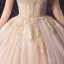 Stilig Champagne Brudekjoler 2019 Prinsesse Kjæreste Uten Ermer Ryggløse Appliques Blonder Beading Cathedral Train Buste
