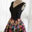 Modern / Fashion Black Flower Prom Dresses 2017 A-Line / Princess V-Neck Sleeveless Printing Satin Sash Floor-Length / Long Backless Formal Dresses