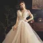 Fabulous Champagne Wedding Dresses 2019 A-Line / Princess Spaghetti Straps Sleeveless Backless Appliques Lace Beading Pearl Cathedral Train Ruffle