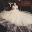 Fabulous Champagne Wedding Dresses 2019 A-Line / Princess Spaghetti Straps Sleeveless Backless Appliques Lace Beading Pearl Cathedral Train Ruffle