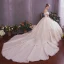 Bling Bling Champagne Robe De Mariée 2019 Princesse De l'épaule Manches Courtes Dos Nu Glitter Paillettes Cathedral Train Volants