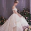 Bling Bling Champagne Robe De Mariée 2019 Princesse De l'épaule Manches Courtes Dos Nu Glitter Paillettes Cathedral Train Volants