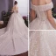 Bling Bling Champagne Robe De Mariée 2019 Princesse De l'épaule Manches Courtes Dos Nu Glitter Paillettes Cathedral Train Volants