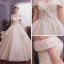Bling Bling Champagne Robe De Mariée 2019 Princesse De l'épaule Manches Courtes Dos Nu Glitter Paillettes Cathedral Train Volants