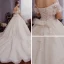 Chic / Beautiful Champagne Lace Wedding Dresses 2019 A-Line / Princess Off-The-Shoulder Bell sleeves Backless Bow Appliques Lace Beading Chapel Train