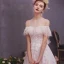 Élégant Champagne Robe De Mariée 2019 Princesse Transparentes Encolure Dégagée Manches Courtes Dos Nu Appliques En Dentelle Plumes Glitter Tulle Tribunal Train Volants