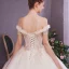 Classy Champagne Wedding Dresses 2019 A-Line / Princess Off-The-Shoulder Short Sleeve Backless Appliques Lace Beading Pearl Cathedral Train Ruffle