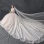 Luxury / Gorgeous Champagne See-through Wedding Dresses 2019 Ball Gown Scoop Neck 3/4 Sleeve Backless Handmade  Beading Glitter Tulle Cathedral Train Ruffle