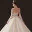 Illusion Champagne Transparentes Robe De Mariée 2019 Princesse Encolure Dégagée Dos Nu Manches Longues Percé Appliques En Dentelle Perlage Chapel Train Volants