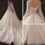 Illusion Champagne Transparentes Robe De Mariée 2019 Princesse Encolure Dégagée Dos Nu Manches Longues Percé Appliques En Dentelle Perlage Chapel Train Volants